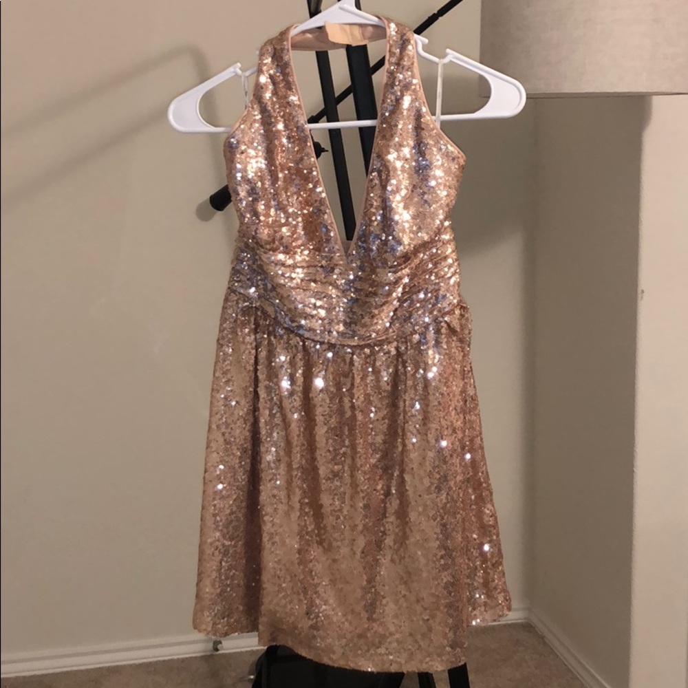 Sequenced gold dress